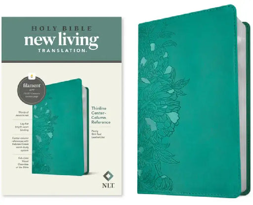 NLT Thinline Center-Column Reference Bible, Filament-Enabled Edition (Red Letter, Leatherlike, Peony Rich Teal) by Tyndale