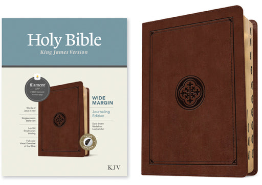 KJV Wide Margin Bible, Filament Enabled (Leatherlike, Dark Brown Medallion, Indexed, Red Letter) by Tyndale