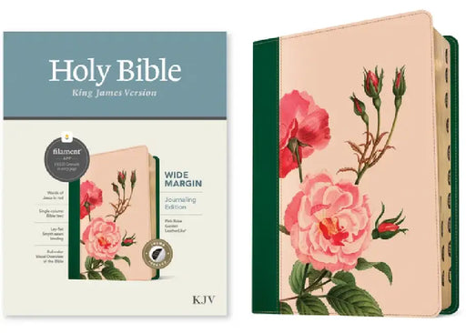 KJV Wide Margin Bible, Filament Enabled (Leatherlike, Pink Rose Garden, Indexed, Red Letter) by Tyndale