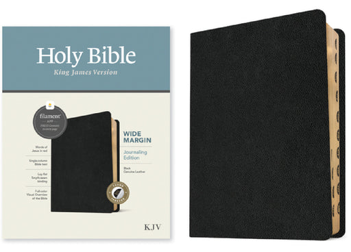 KJV Wide Margin Bible, Filament Enabled (Genuine Leather, Black, Indexed, Red Letter) by Tyndale