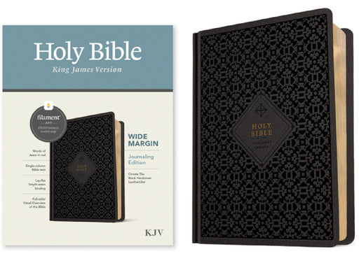 KJV Wide Margin Bible, Filament Enabled (Hardcover Leatherlike, Ornate Tile Black, Red Letter) by Tyndale