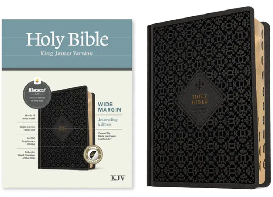 KJV Wide Margin Bible, Filament Enabled Edition (Red Letter, Hardcover Leatherlike, Ornate Tile Black, Indexed) by Tyndale