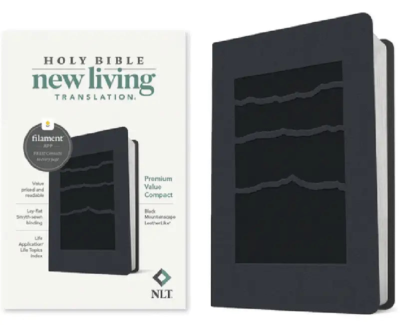 NLT Premium Value Compact Bible, Filament Enabled Edition (Leatherlike, Black Mountainscape) by Tyndale