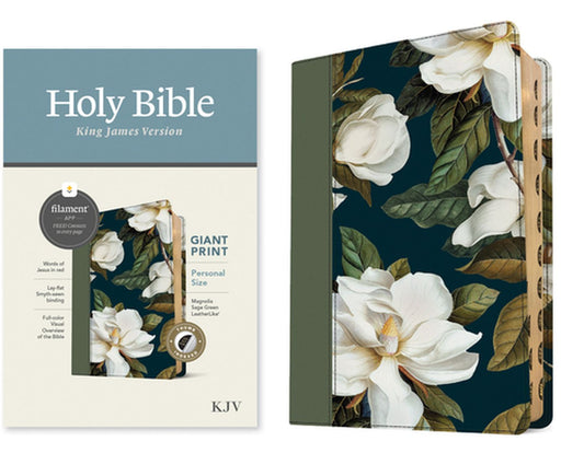 KJV Personal Size Giant Print Bible, Filament-Enabled Edition (Leatherlike, Magnolia Sage Green, Indexed, Red Letter) by Tyndale