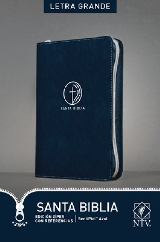 Santa Biblia Ntv, Edición Zíper Con Referencias, Letra Grande (Sentipiel, Azul, Índice) by Tyndale