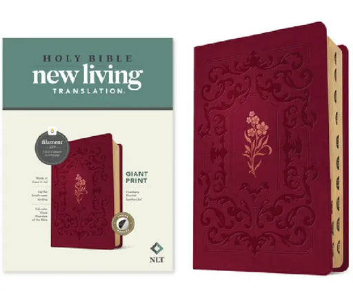NLT Giant Print Bible, Filament-Enabled Edition (Leatherlike, Cranberry Flourish, Indexed, Red Letter) by Tyndale