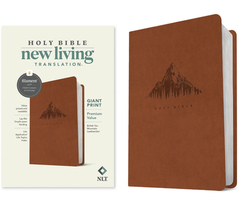 NLT Giant Print Premium Value Bible, Filament-Enabled Edition (Leatherlike, British Tan Mountain) by Tyndale