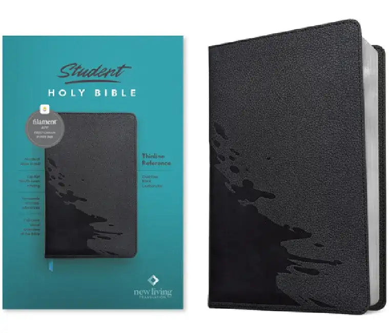 NLT Student Bible, Thinline Reference, Filament-Enabled Edition (Leatherlike, Overflow Black, Red Letter) by Tyndale