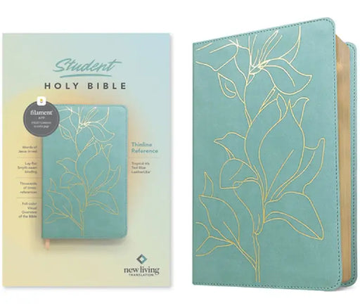 NLT Student Bible, Thinline Reference, Filament-Enabled Edition (Leatherlike, Tropical Iris Teal Blue, Red Letter) by Tyndale
