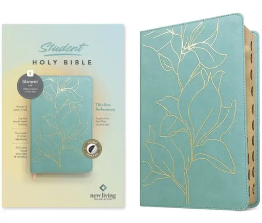 NLT Student Bible, Thinline Reference, Filament-Enabled Edition (Leatherlike, Tropical Iris Teal Blue, Indexed, Red Letter) by Tyndale