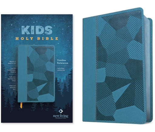 NLT Kids Bible, Thinline Reference Edition (Leatherlike, Camo Blue, Red Letter) by Tyndale