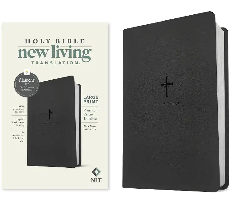 NLT Large Print Premium Value Thinline Bible, Filament-Enabled Edition (Leatherlike, Black Cross) by Tyndale