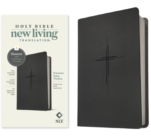NLT Premium Value Thinline Bible, Filament Enabled (Leatherlike, Trinity Cross Black) by Tyndale