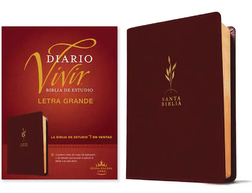 Biblia de Estudio del Diario Vivir Rvr60, Letra Grande (Sentipiel, Vino Tinto, Letra Roja) by Tyndale