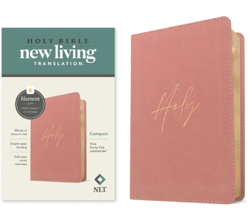 NLT Compact Bible, Filament Enabled (Leatherlike, Holy Dusty Pink, Red Letter) by Tyndale