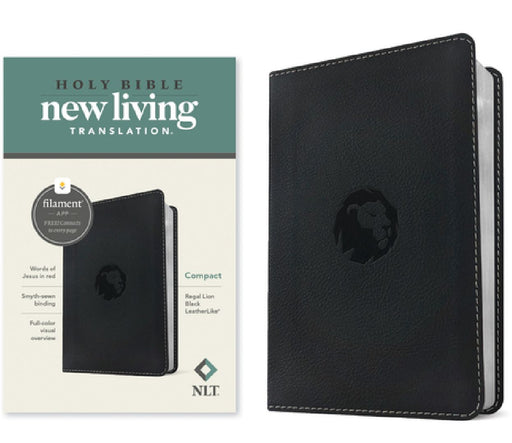 NLT Compact Bible, Filament Enabled (Leatherlike, Regal Lion Black, Red Letter) by Tyndale