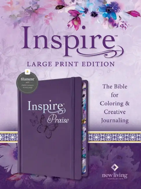 Inspire Praise Bible Large Print Nlt, Filament Enabled (Hardcover Leatherlike, Purple) by New Living Translation, Tyndale