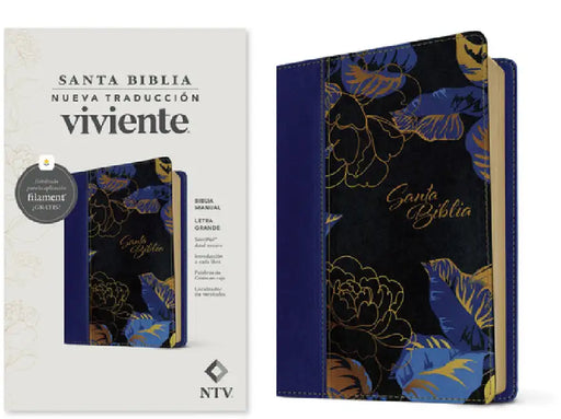 Biblia Manual Ntv, Letra Grande Con Filament (Sentipiel, Azul Oscuro, Letra Roja) by Tyndale
