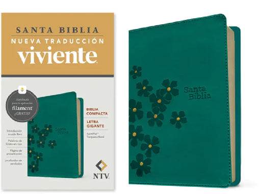 Biblia Compacta Ntv, Letra Gigante Con Filament (Sentipiel, Turquesa Floral, Letra Roja) by Tyndale