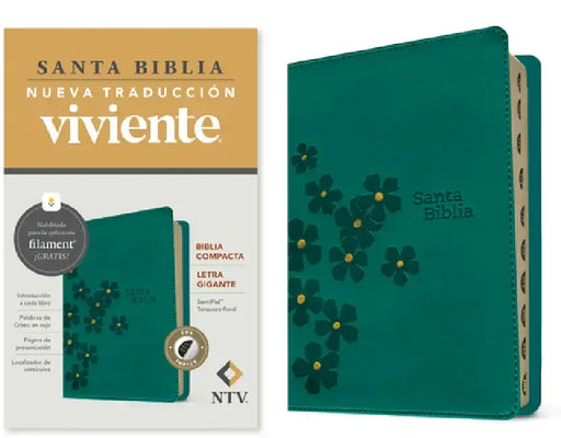 Biblia Compacta Ntv, Letra Gigante Con Filament (Sentipiel, Turquesa Floral, Índice, Letra Roja) by Tyndale