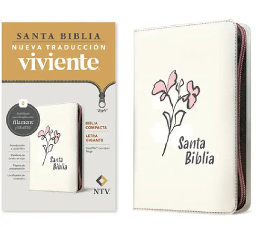 Biblia Compacta Ntv, Letra Gigante de Zíper Con Filament (Sentipiel, Beige, Letra Roja) by Tyndale