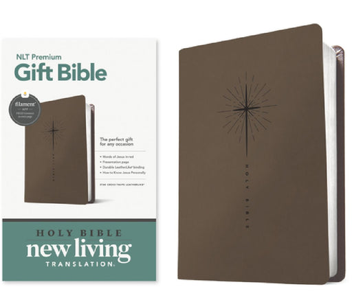 Premium Gift Bible Nlt, Filament Enabled (Leatherlike, Star Cross Taupe, Red Letter) by Tyndale