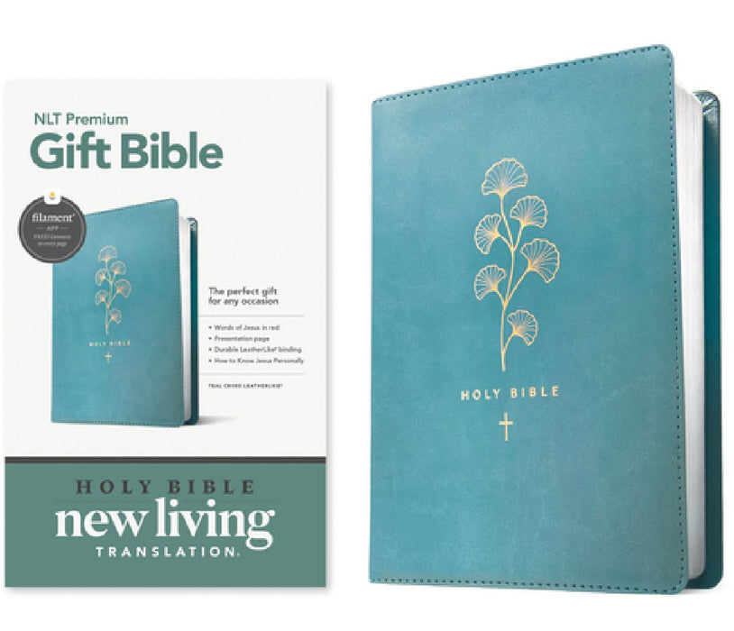Premium Gift Bible Nlt, Filament Enabled (Leatherlike, Teal Cross, Red Letter) by Tyndale