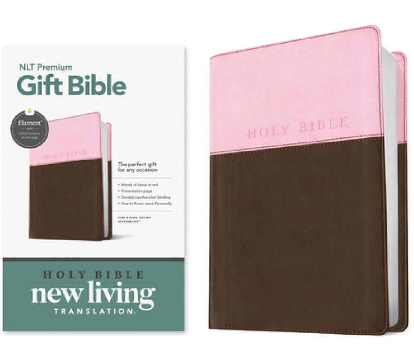 Premium Gift Bible Nlt, Filament Enabled, Tutone (Leatherlike, Pink/Dark Brown, Red Letter) by Tyndale
