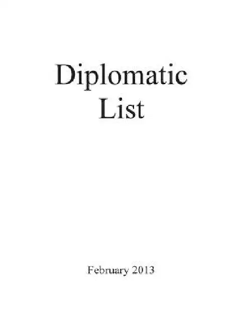 Diplomatic List by Department of State Office of the Chief