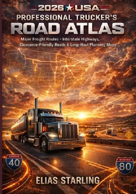 2026 USA Professional Trucker's Road Atlas: Major Freight Routes, Interstate Highways, Clearance-Friendly Roads & Long-Haul Planning Maps by Elias Starling
