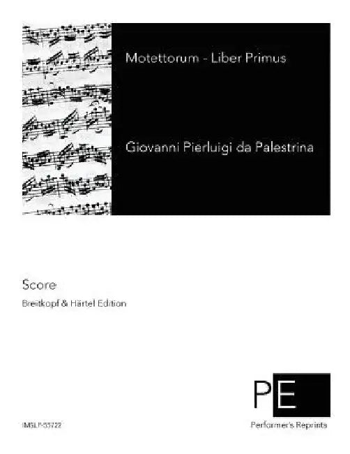 Motettorum - Liber Primus by Witt, Theodor De