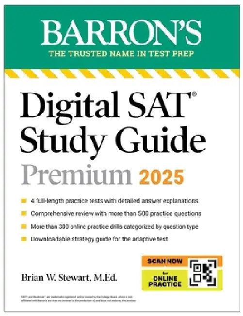SAT Premium Study Guide 2025: 5 Practice Tests + Comprehensive Review + Online Practice by Brian W. Stewart