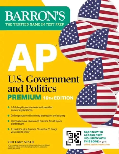 AP U.S. Government and Politics Premium, Sixteenth Edition: Prep Book with 6 Practice Tests + Comprehensive Review + Online Practice (2026) by Barron'S Educational Series