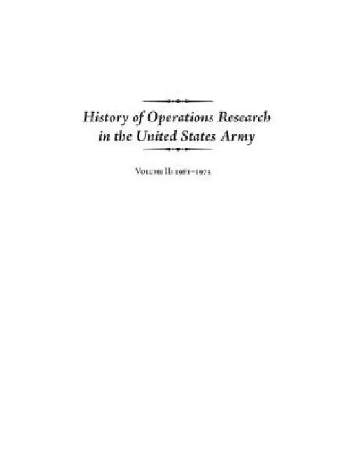History of Operations Research in the United States Army Volume II: 1961-1973 by United States Army