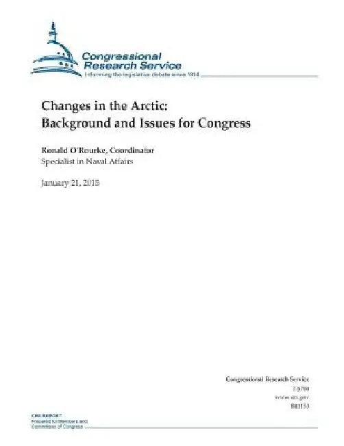 Changes in the Arctic: Background and Issues for Congress by Congressional Research Service