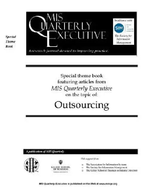 MISQE Special Theme Book: Outsourcing by Leslie Willcocks