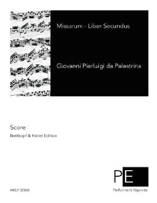 Missarum: Liber Secundus by Palestrina, Giovanni Pierluigi Da