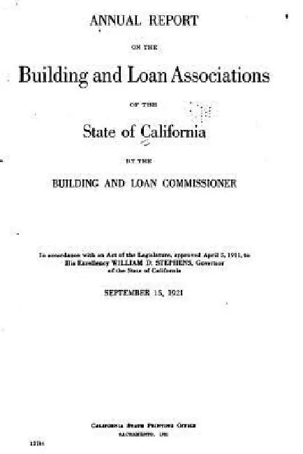 Annual Report on the Building and Loan Associations of the State of California (1921) by California Division of Savings and Loan