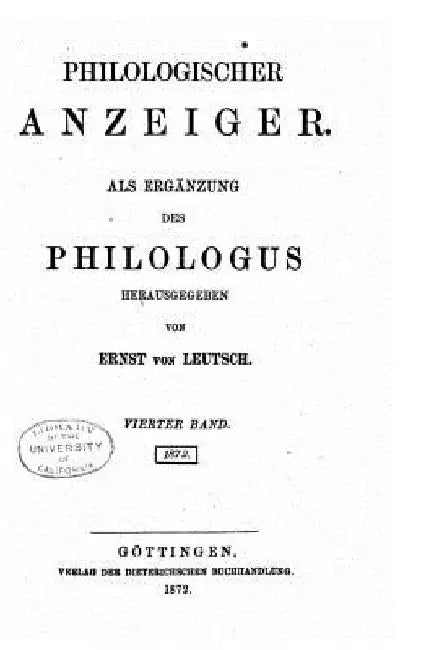 Philologischer Anzeiger by Leutsch, Ernst Von