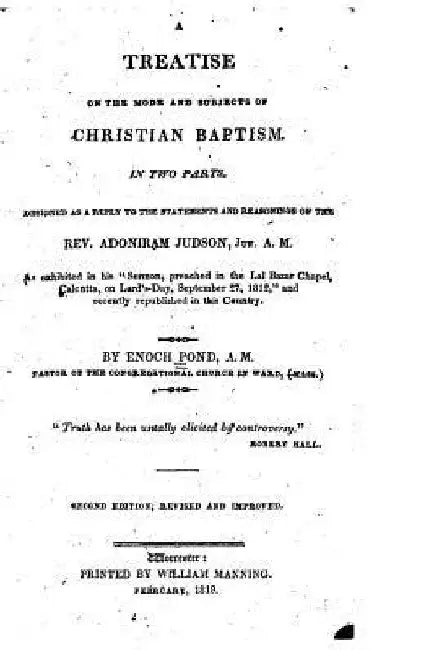 A Treatise on the Mode and Subjects of Christian Baptism by Enoch Pond