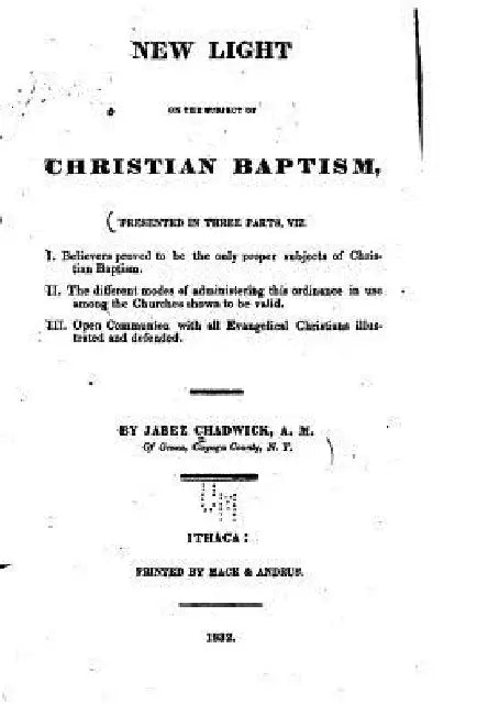 New Light on the Subject of Christian Baptism by Jabez Chadwick