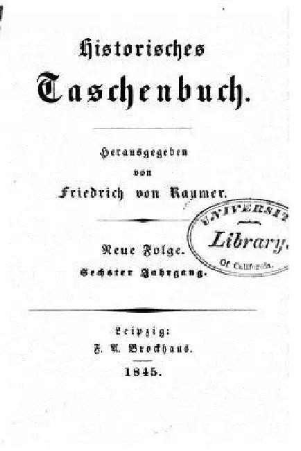 Historisches taschenbuch by Raumer, Friedrich Von