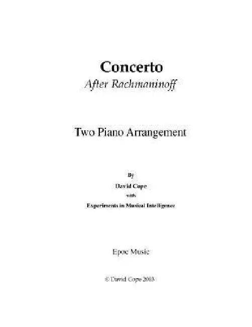 Concerto (After Rachmaninoff) Two Piano Arrangement by Experiments in Musical Intelligence
