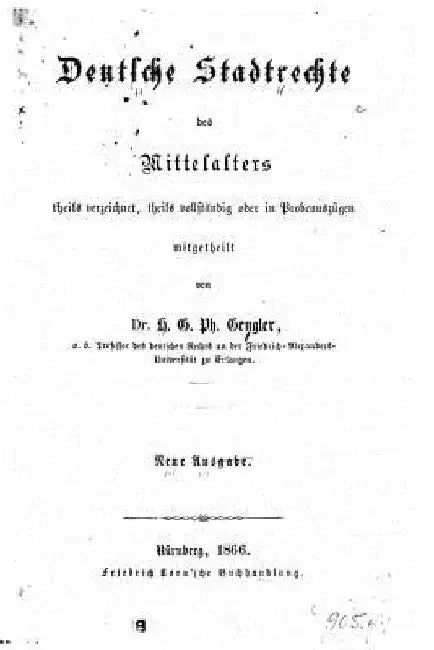 Deutsche Stadtrechte des Mittelalters by Gengler, H. G. P.