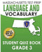 MASSACHUSETTS TEST PREP Language & Vocabulary Student Quiz Book Grade 3 by Test Master Press Massachusetts