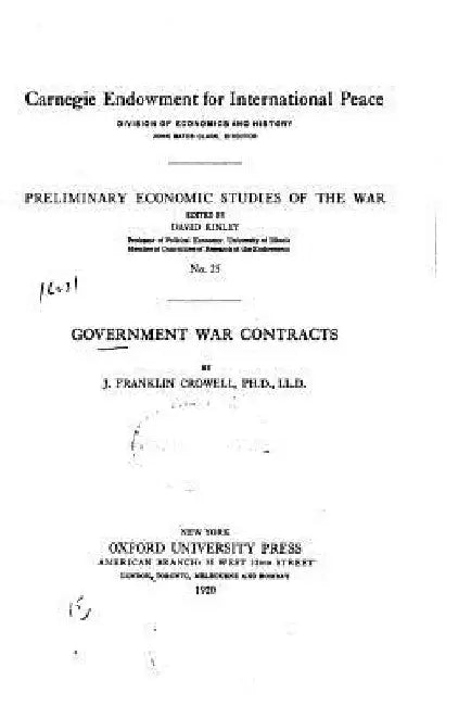 Government War Contracts by J. Franklin Crowell