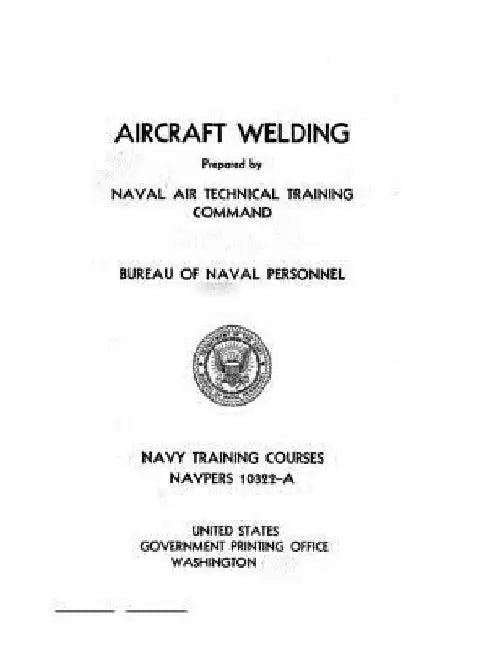 Aircraft Welding, NAVPERS by Bureau Of Naval Personnel