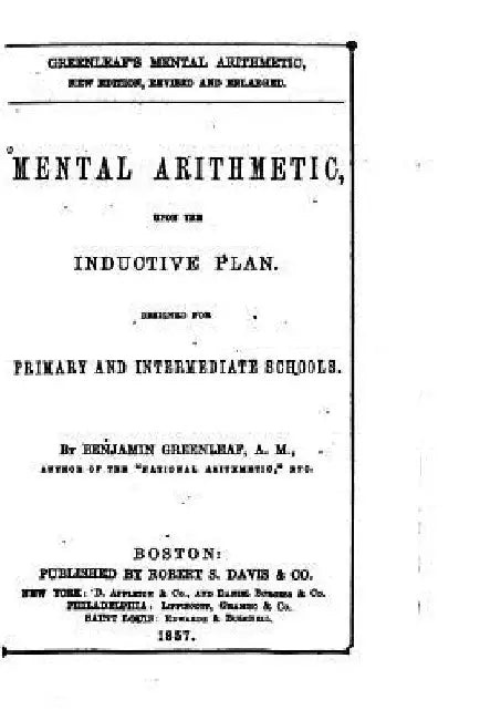 Mental Arithmetic, Upon the Inductive Plan by Benjamin Greenleaf