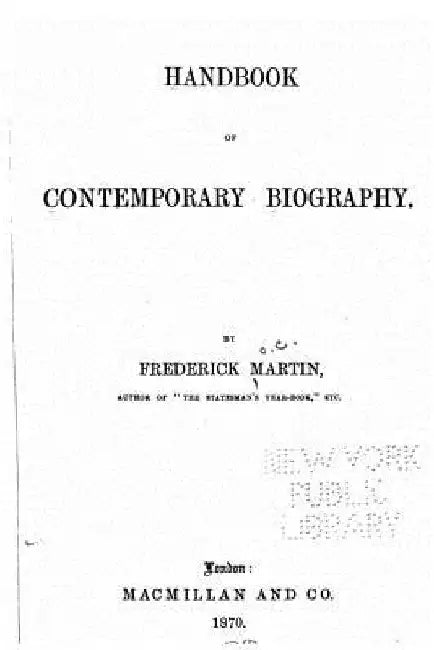 Handbook of Contemporary Biography by Frederick Martin