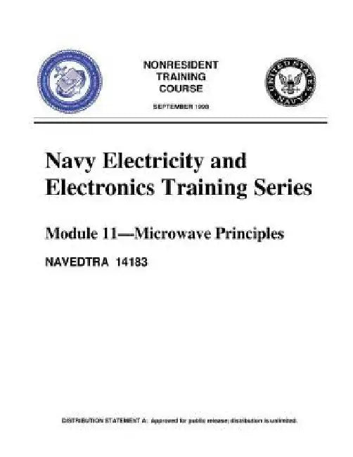 The Navy Electricity and Electronics Training Series: Module 11 Microwave Princi by United States Navy